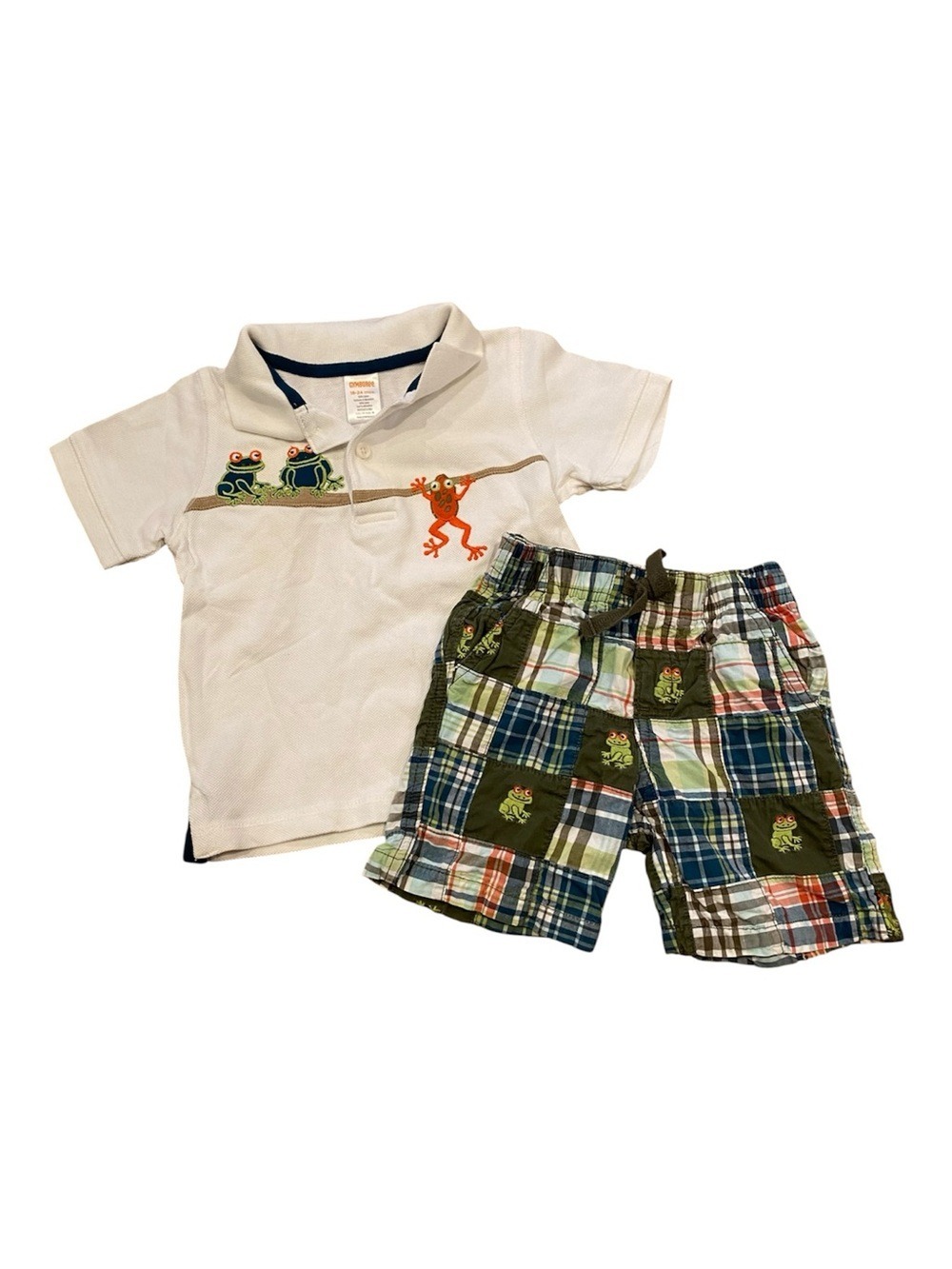 Gymboree Jungle Explorer 18-24 m Outfit Frog Embroidered Polo Shorts Set 2012